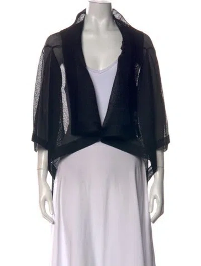 Pre-owned Issey Miyake Open Front Short Sleeve Top In Black