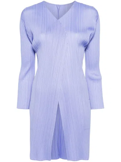 Issey Miyake Monthly Colours: April Pleated Coat In Blue