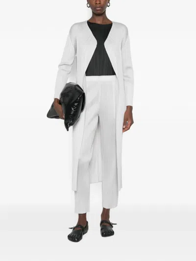 Issey Miyake Open-front Long-length Cardigan In White