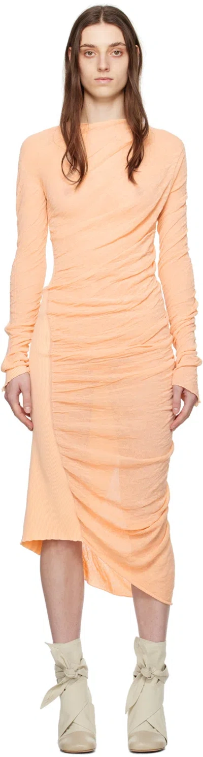 Issey Miyake Orange Ambiguous Midi Dress In 40 - Beige