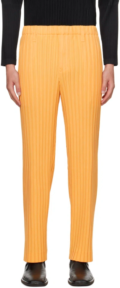 Issey Miyake Orange Box Pleats Ensemble Trousers In 33-melon Orange
