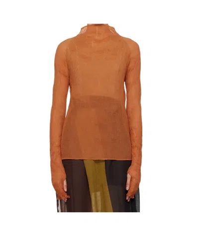Issey Miyake Orange Chiffon Twist 3 Turtleneck In 42 New Winter Brown