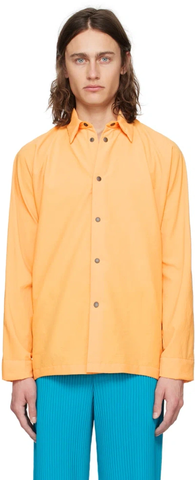 Issey Miyake Verso 1 Point-collar Shirt In 32-orange