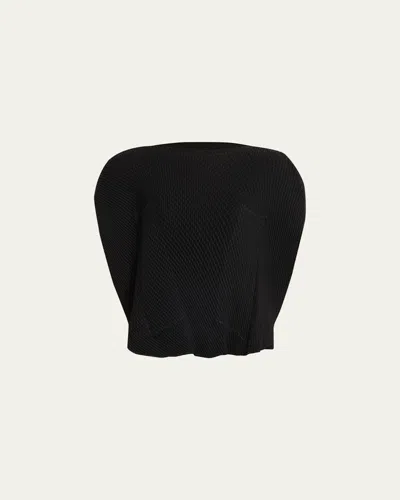 Issey Miyake Orbicular Pleated Cap-sleeve Top In Black