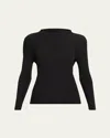 Issey Miyake Orbicular Pleated Long-sleeve Top In Black