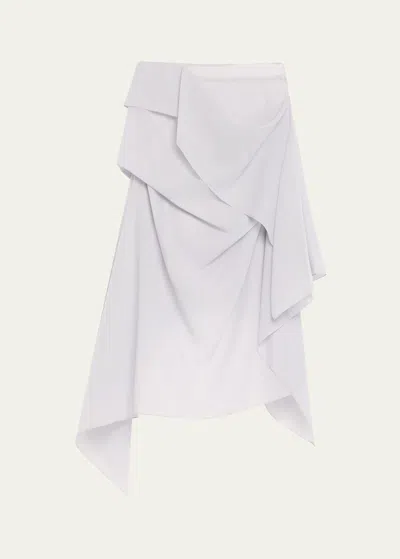 Issey Miyake Over The Body Draped Wool Midi Skirt In White