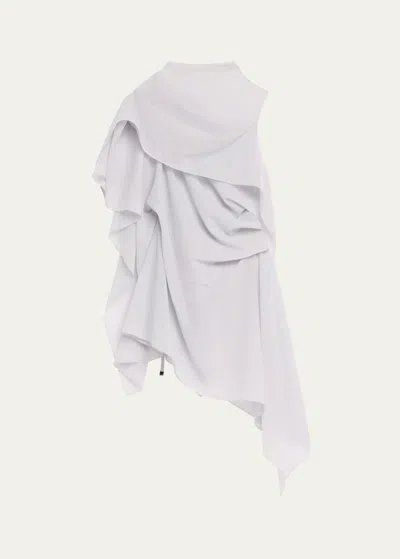 Issey Miyake Over The Body Draped Wool Top In White