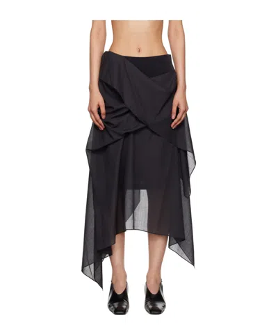 Issey Miyake Black Over The Body Midi Skirt In 15-black