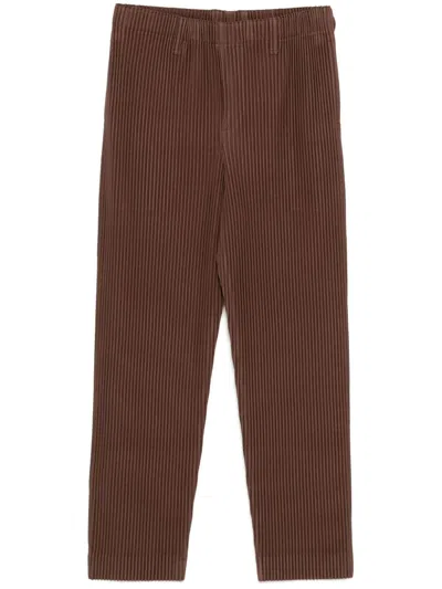 Issey Miyake Overflow Trousers In Brown