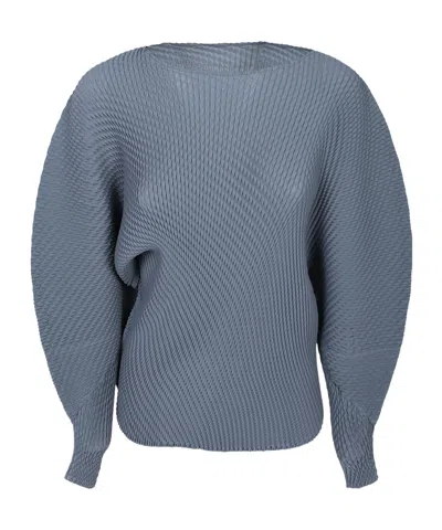 Issey Miyake Oversized Pleated Long-sleeve Top In Blue