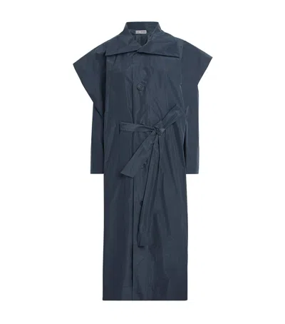 Issey Miyake Oversized-collar Correlation Coat In Blue