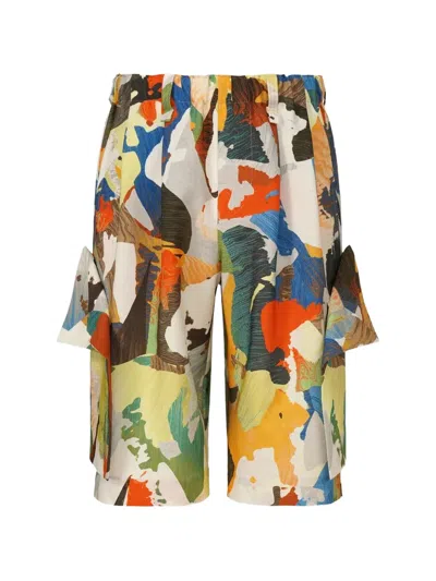 Issey Miyake Palette Marbled Cargo Shorts In Animal Print