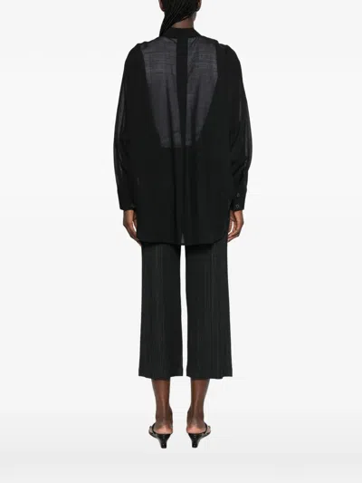 Issey Miyake Panelled Long-sleeve Shirt In Black