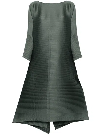 Issey Miyake Panelled Pleated Midi Dress In Green