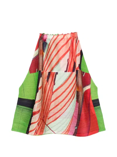 Issey Miyake Panelled Pleated Skirt In Multi