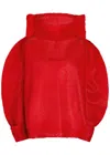 Issey Miyake Panini Draped Wool-blend Top In Red