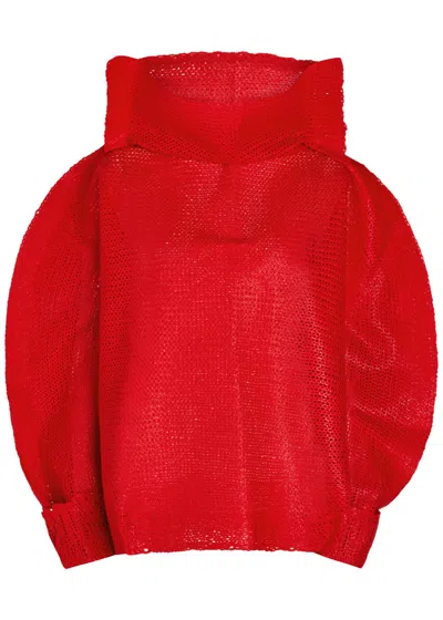 Issey Miyake Panini Draped Wool-blend Top In Red