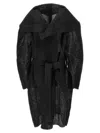Issey Miyake Womens Black Shawl-collar Pressed Wool-blend Coat In Black