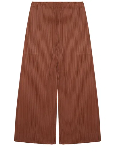 Issey Miyake March Pleated Texture Palazzo Pants In Brown