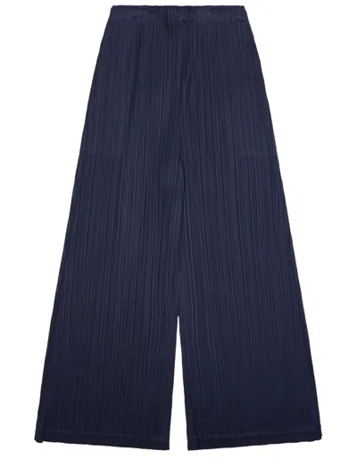 Issey Miyake Pantalone Plissettato In Blue