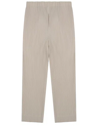 Issey Miyake Pleated Straight-leg Mid-rise Trousers Pants In Neutral
