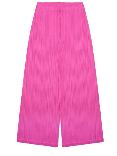 Issey Miyake Pantalone Plissettato In Pink