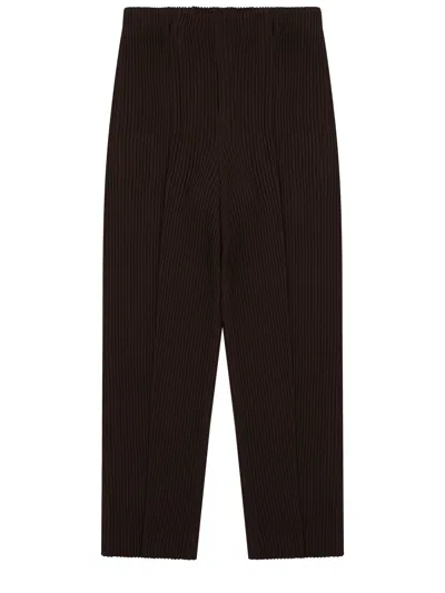 Issey Miyake March Pleated Texture Tuxedo Palazzo Pants In Black