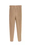 Issey Miyake Beige Antiqued Polyester Pant