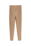 Issey Miyake Beige Antiqued Polyester Pant In Pink