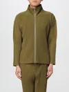 Issey Miyake Olive Green Zip-up Jacket With Ribbed Texture In Green