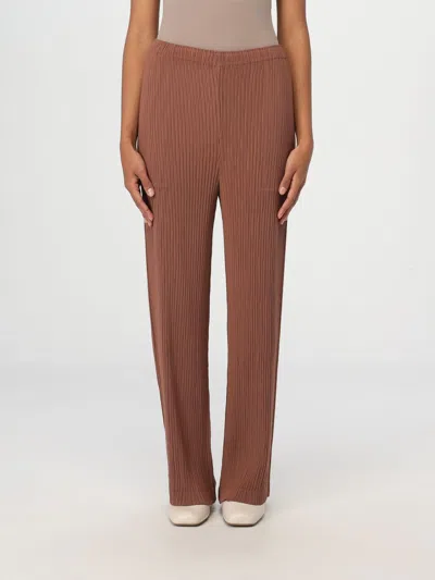 Issey Miyake Brown Hatching Pleats Trousers In Braun