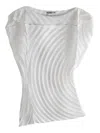 Issey Miyake Paper Bag Pleats Curved Top In White