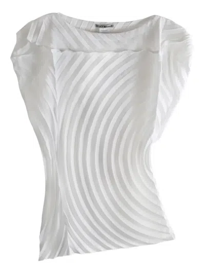 Issey Miyake Paper Bag Pleats Curved Top In White