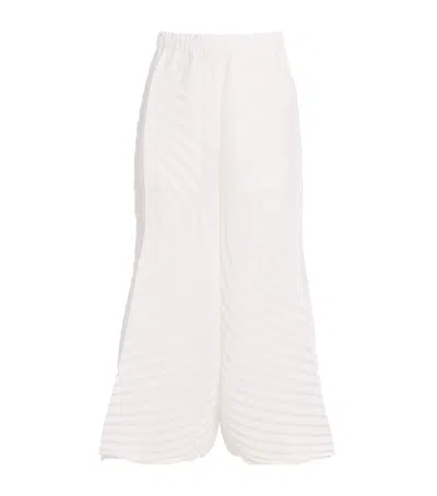 Issey Miyake Paper Bag Pleats Trousers In White