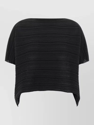 Issey Miyake Paper Bounce Knitted Top In Black