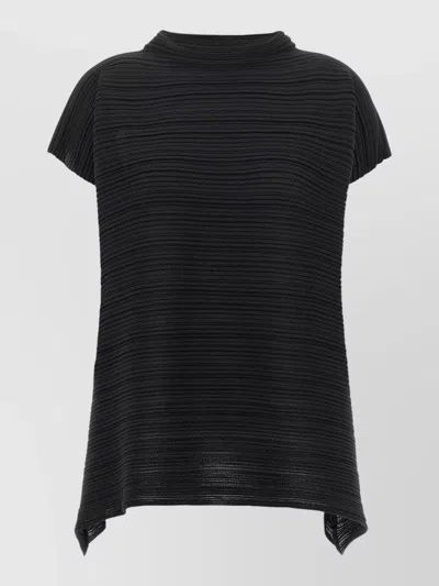 Issey Miyake Paper Knit Blouse In Black