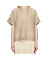 Issey Miyake Papyrus Short Sleeve Top In Neutral