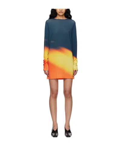 Issey Miyake Pattern Printed Mini Dress In Blue