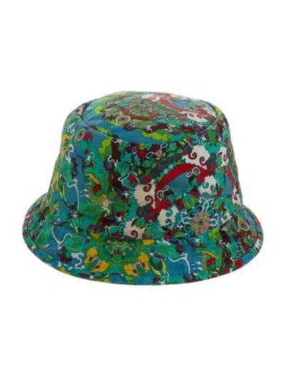 Pre-owned Issey Miyake Patterned Canvas Bucket Hat In Green