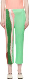 Issey Miyake Patterned Casual Pants In Green