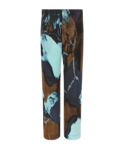 ISSEY MIYAKE PLEATED ABSTRACT-PRINT TROUSERS