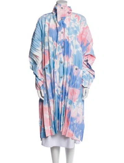 Pre-owned Issey Miyake Patterned Coat In Blue