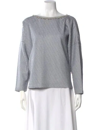 Pre-owned Issey Miyake Patterned Crew Neck Top In Gray