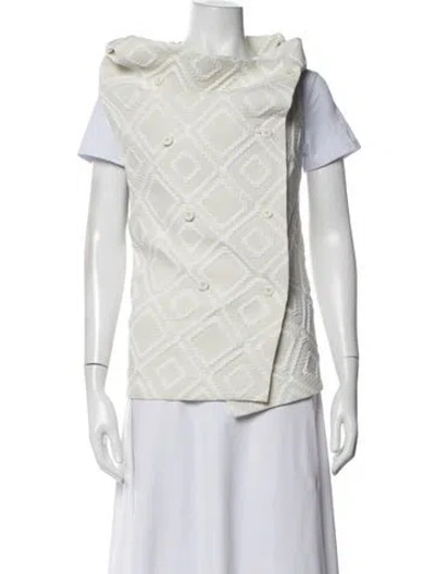 Pre-owned Issey Miyake Patterned Jacket In Neutrals/white