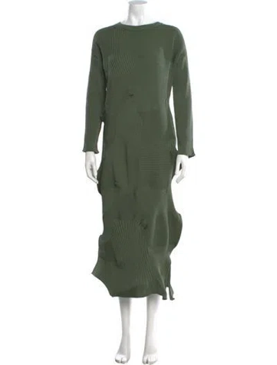 Pre-owned Issey Miyake Patterned Long Dress In Green