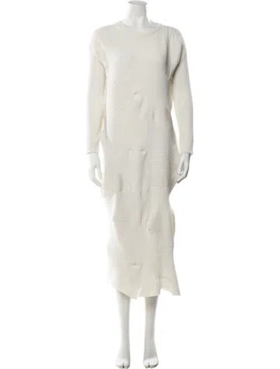 Pre-owned Issey Miyake Patterned Long Dress In Neutral