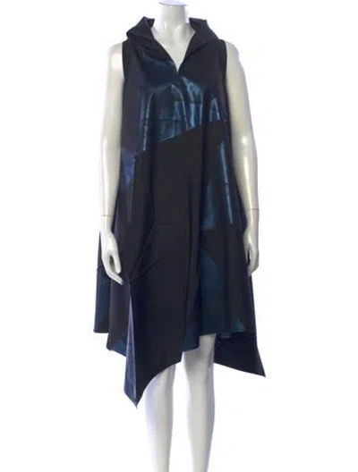 Pre-owned Issey Miyake Patterned Midi Length Dress In Blue