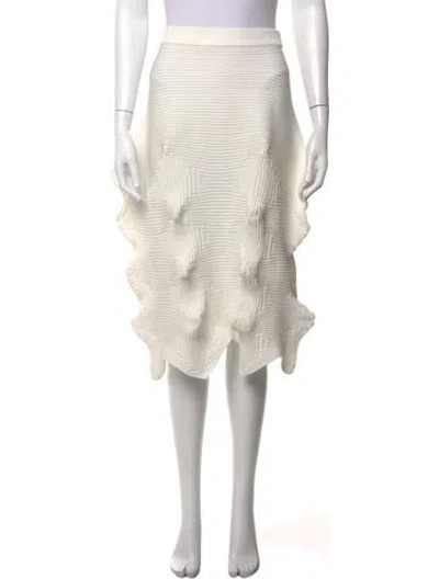 Pre-owned Issey Miyake Patterned Midi Length Skirt In White