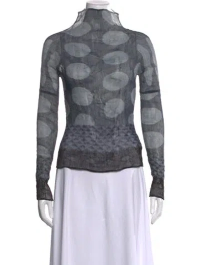 Pre-owned Issey Miyake Patterned Mock Neck Top In Black