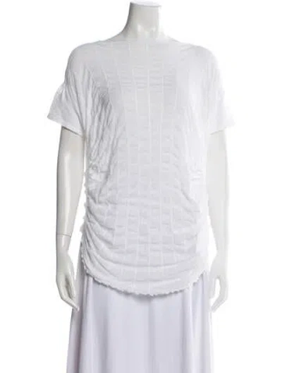 Pre-owned Issey Miyake Patterned Scoop Neck Top In White